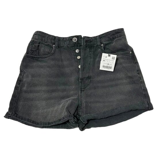 NEW Zara Women's MOM FIT HIGH WAIST RIGID DENIM SHORTS Black - Picture 4 of 4
